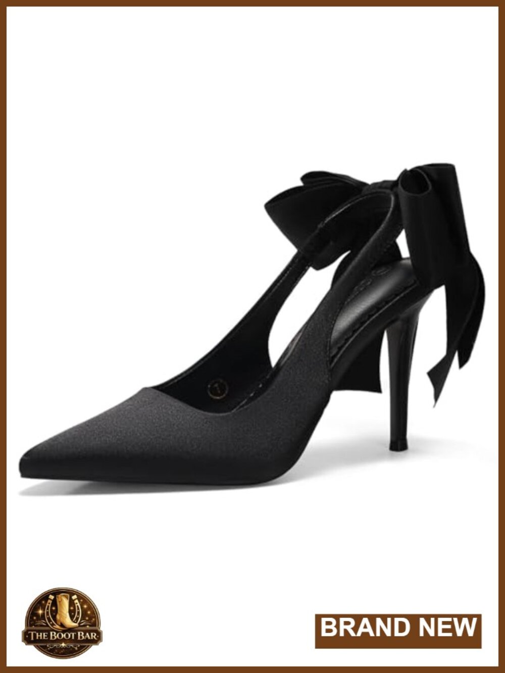 Satin Slingback High Heels Pointed Toe Bow Dress Pumps